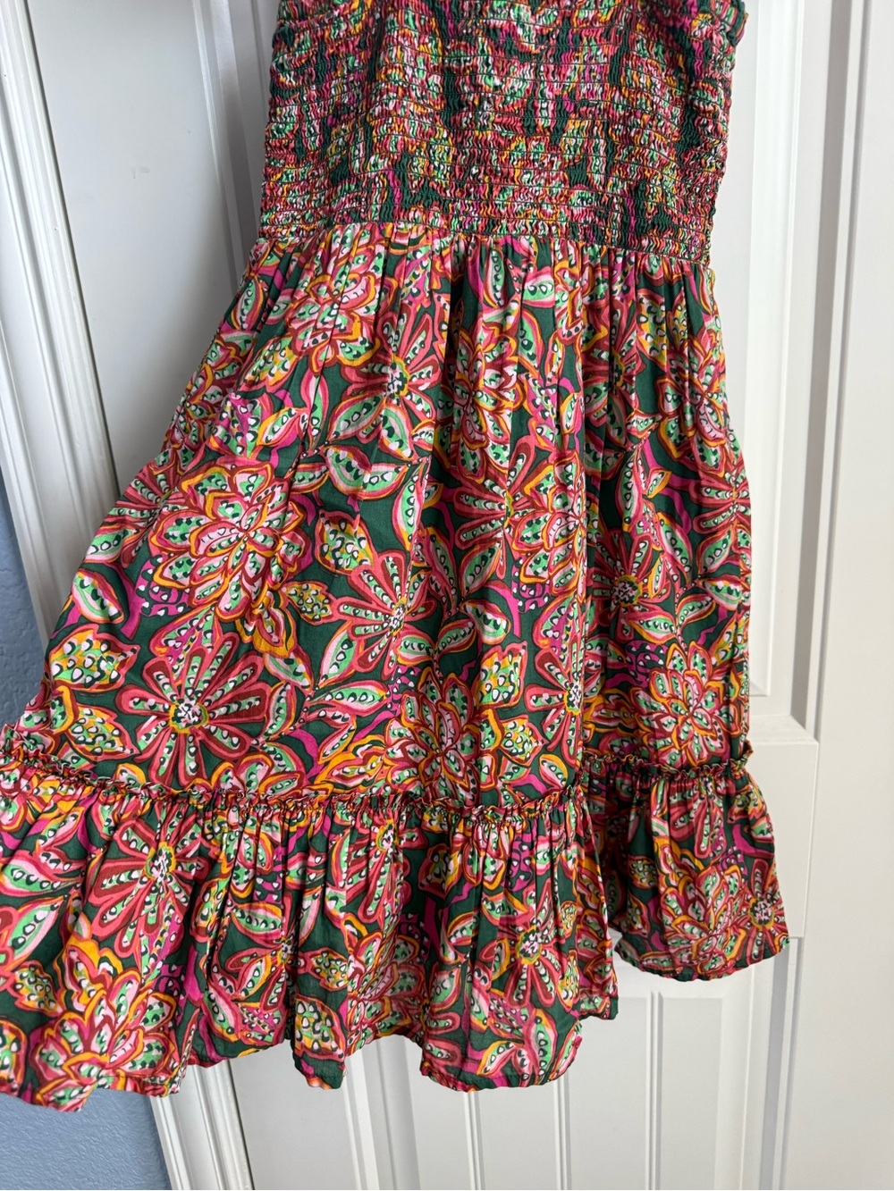 Crewcuts Pink & Green Paisley Sundress with Ruffle Straps - Picture 5 of 6